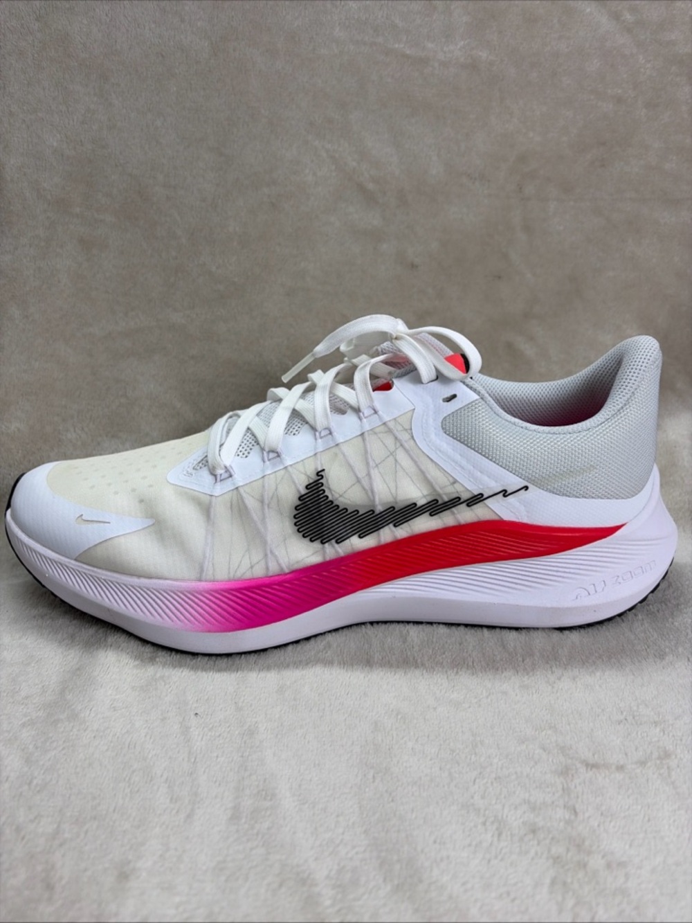 Nike Air Zoom Winflo Men's Running Shoes Size 12, White Red Pink CW3419-100 New